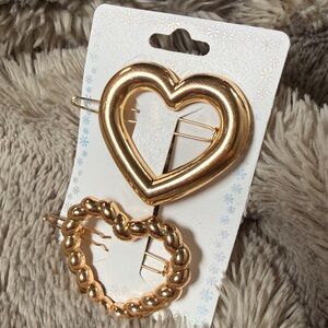 Gold Heart Hair Clips